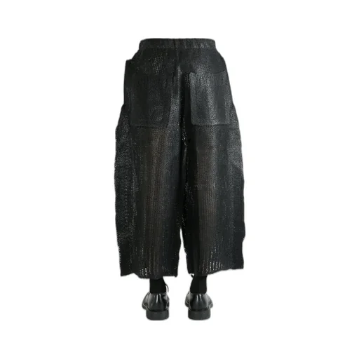 Wide-Leg Cropped Knitted Pants
