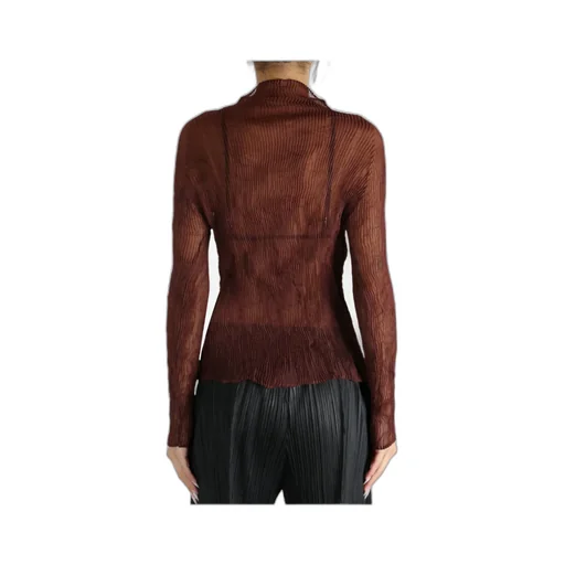 Pleated Mesh Chiffon Top