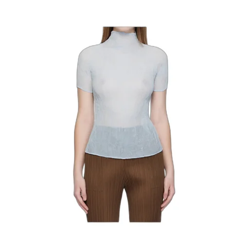Pleated High-Neck Blouse