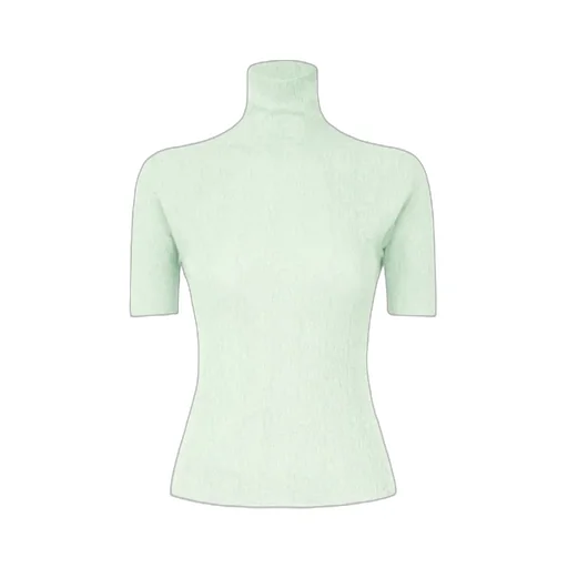 High-Neck Short-Sleeved Knitted Top