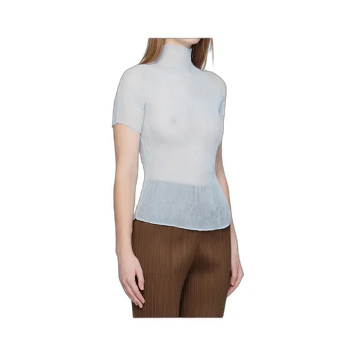 Pleated High-Neck Blouse
