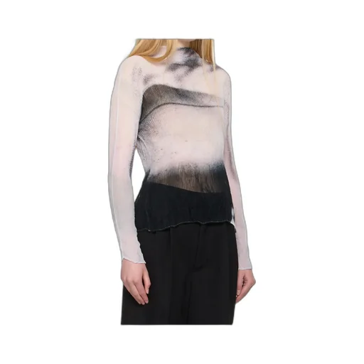 Shadow Study Crinkled Chiffon Twist Turtleneck