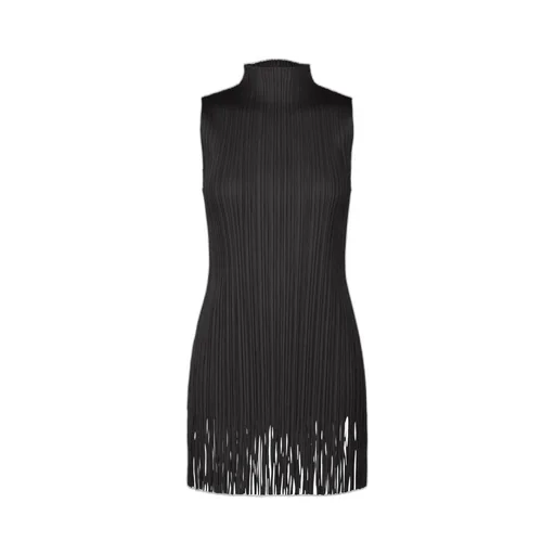 Sleeveless Pleated Fringe Top