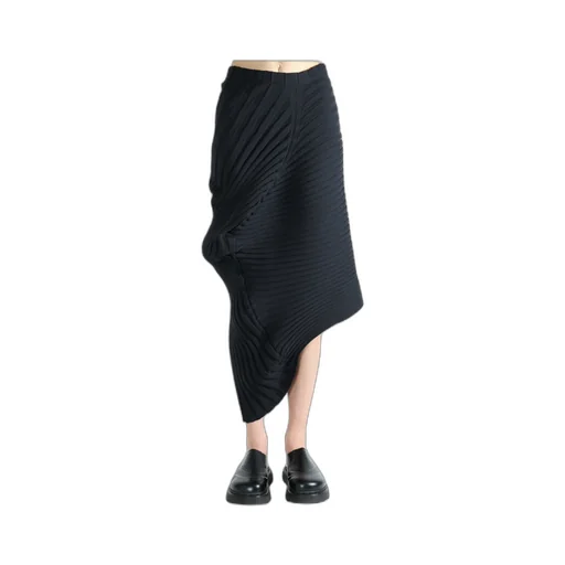 Pleated Asymmetric Skirt