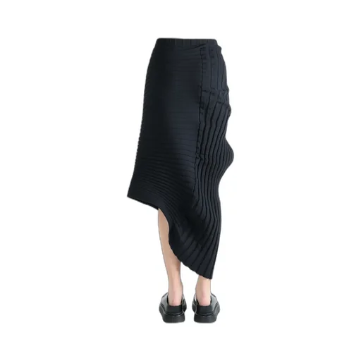 Pleated Asymmetric Skirt