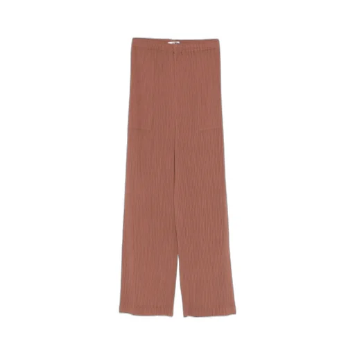 Hatching Pleated Straight Trousers