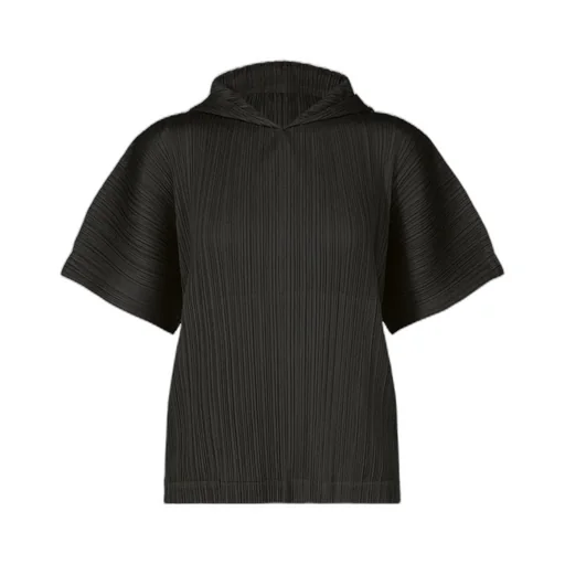 Pleats Please Issey Miyake Short-Sleeved Pleated Hooded T-Shirt