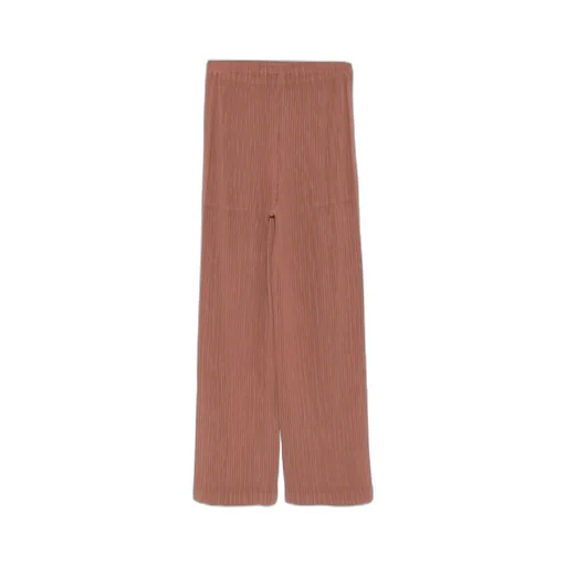 Hatching Pleated Straight Trousers