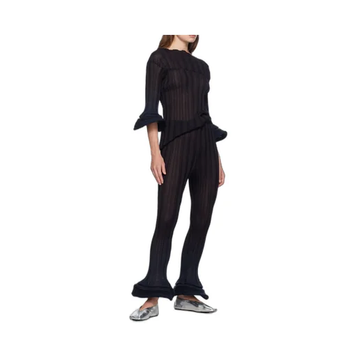 Asagao Jacquard Striped Casual Pants