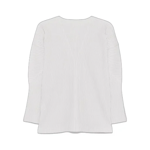 Pleated Buttoned Cardigan
