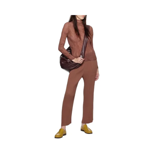 Hatching Pleated Straight Trousers