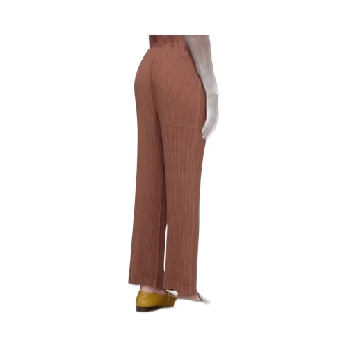 Hatching Pleated Straight Trousers