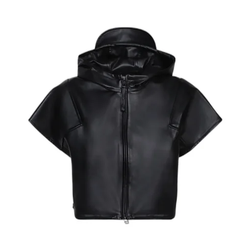 Straight Seams Hooded Cropped Jacket