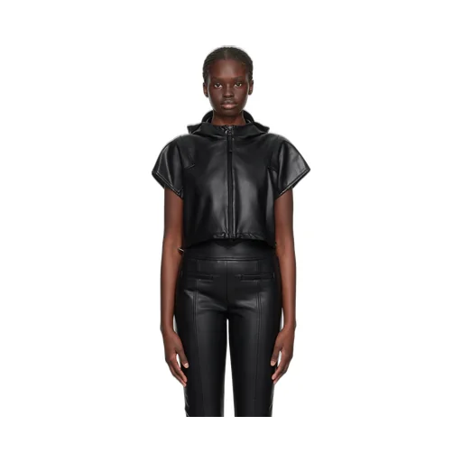 Straight Seams Hooded Cropped Jacket