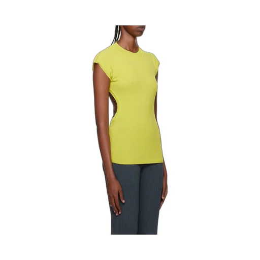 Hollowed-Out Plain Short-Sleeved T-Shirt