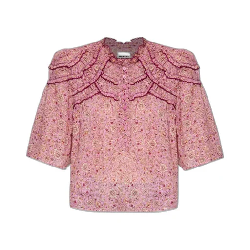 Carmen Ruffled Paisley-Print Top