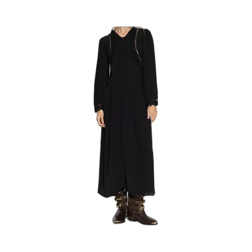 Lace-Trimmed Button-Front Dress