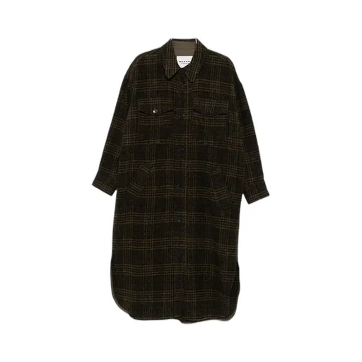 Checked Single-Breasted Coat