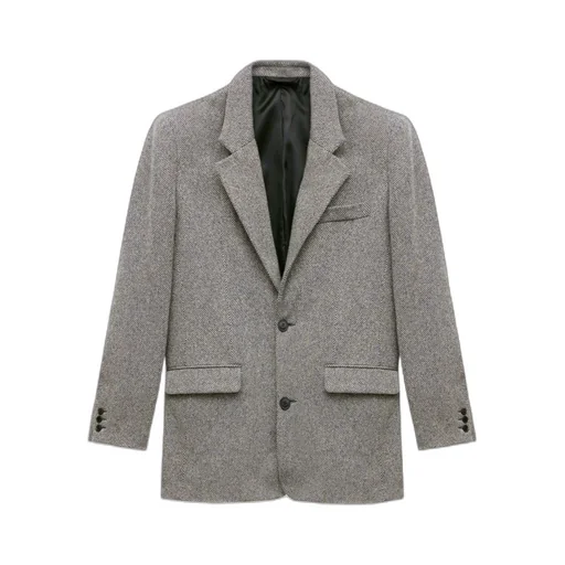 Herringbone Pattern Single-Breasted Blazer