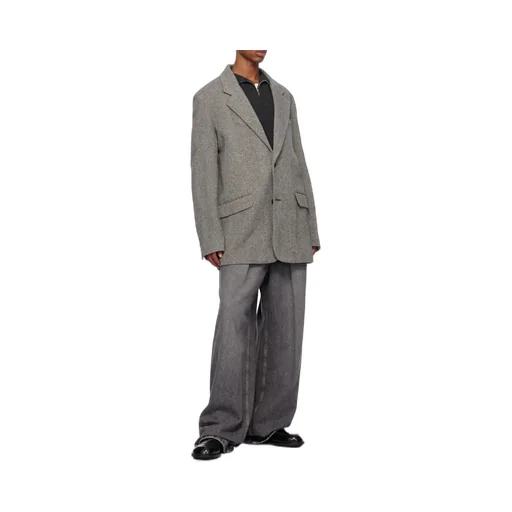 Herringbone Pattern Single-Breasted Blazer