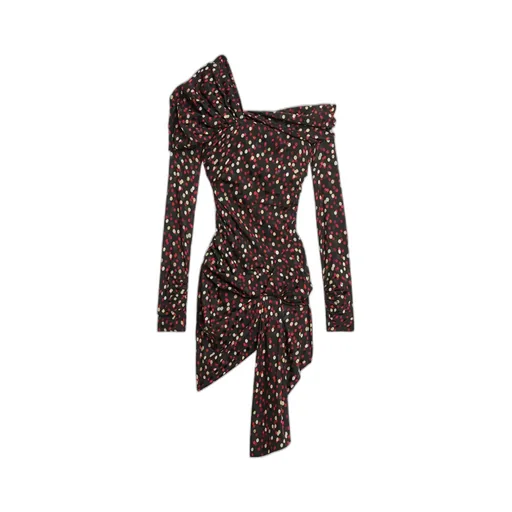 Pattern-Printed Long-Sleeved Dress