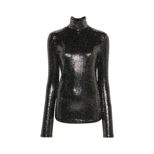 High-Neck Sequin Blouse