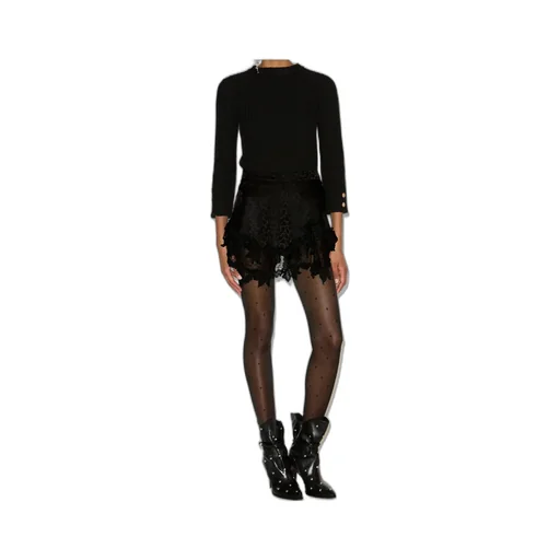 Lace Detailed Ruffled Hem Mini Skirt
