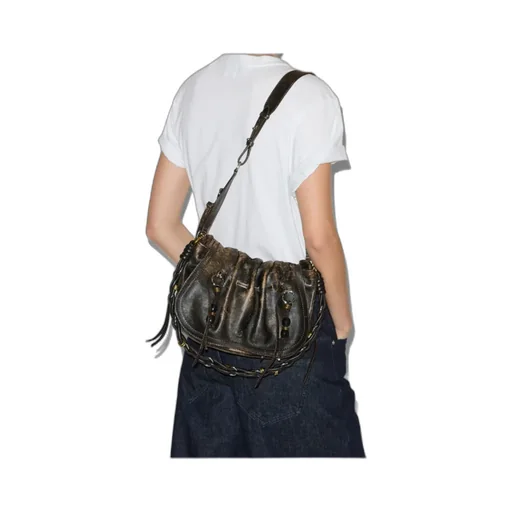 Drawstring Embellished Shoulder Bag