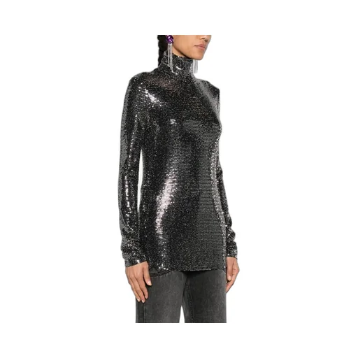 High-Neck Sequin Blouse