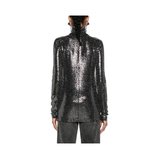 High-Neck Sequin Blouse