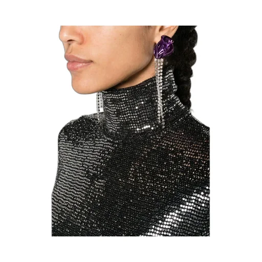 High-Neck Sequin Blouse