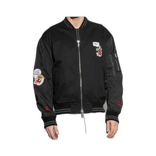 Patch-Detailed Zipped Bomber Jacket
