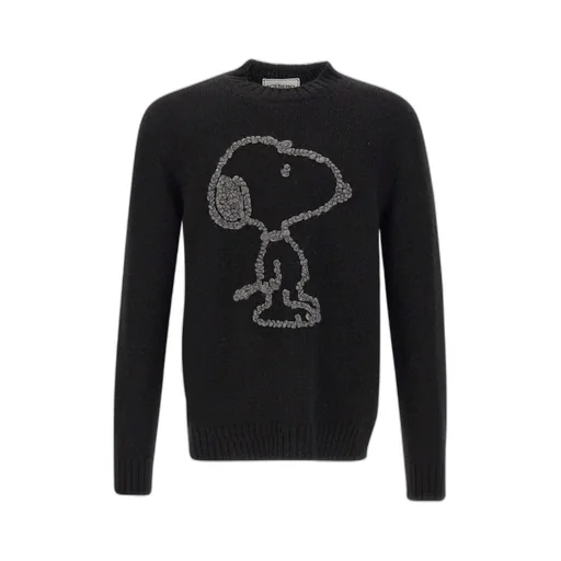 Snoopy-Embroidered Crew-Neck Sweater