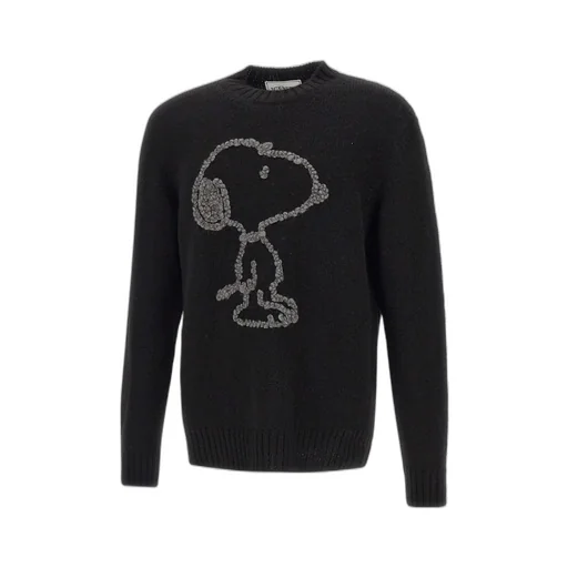 Snoopy-Embroidered Crew-Neck Sweater