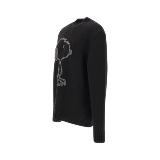 Snoopy-Embroidered Crew-Neck Sweater
