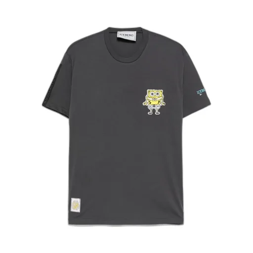 Cartoon Print Sleeve Detail T-Shirt