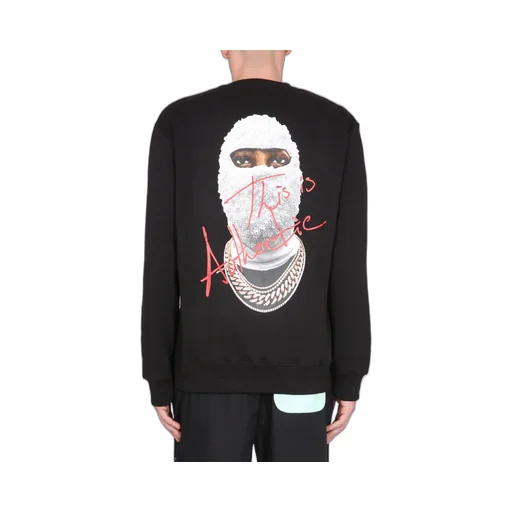 Mask-Printed Long-Sleeved Crewneck Sweatshirt