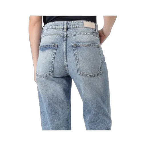 Icon Denim Jeans With Logo Patch And Ripped Back