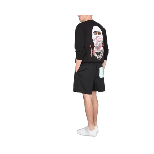 Mask-Printed Long-Sleeved Crewneck Sweatshirt