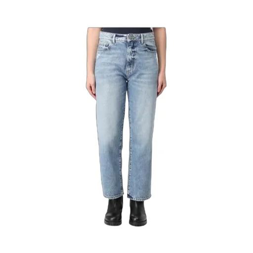 Icon Denim Jeans With Logo Patch And Ripped Back