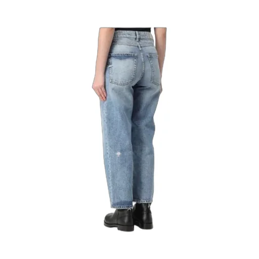 Icon Denim Jeans With Logo Patch And Ripped Back