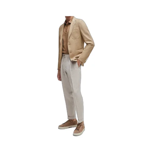 Single-Breasted Linen-Blend Blazer
