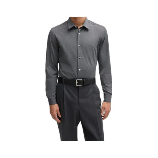Slim-Fit Performance-Stretch Jersey Melange Shirt