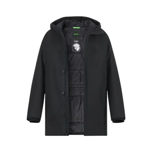 Logo Patch Hooded Coat