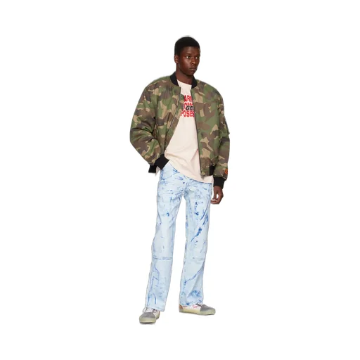 Paint Effect Straight Leg Jeans