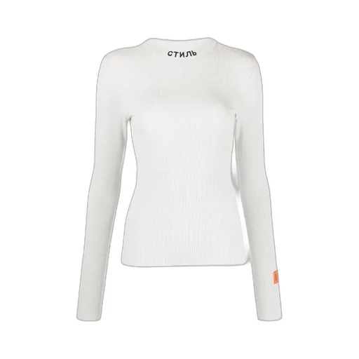 Logo Print Ribbed Knit Top