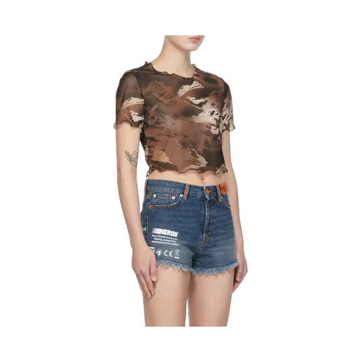 Camo Mesh Cropped T-Shirt