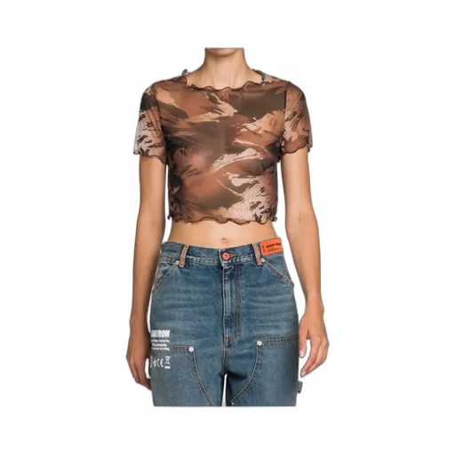 Camo Mesh Cropped T-Shirt