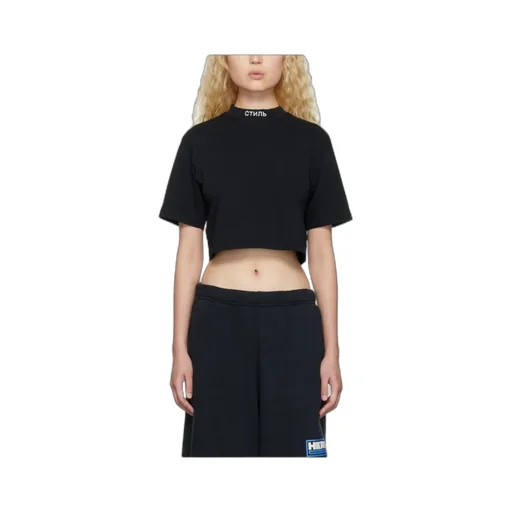 Logo Embroidered Cropped T-Shirt
