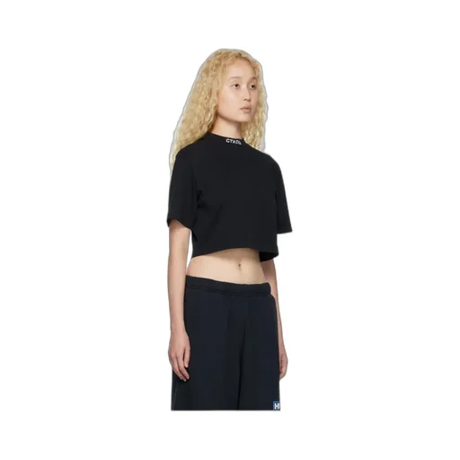 Logo Embroidered Cropped T-Shirt